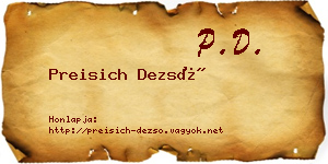 Preisich Dezső névjegykártya